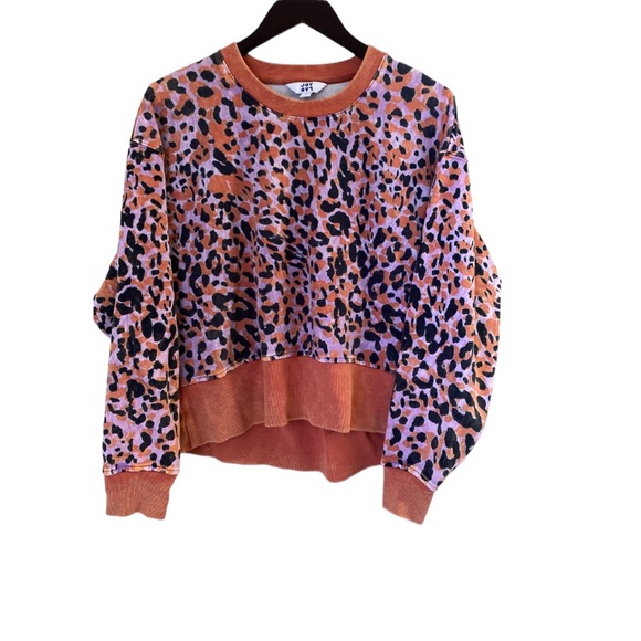 JoyLab French Terry Orange & Purple Acid Wash Crewneck Pullover Sweatshirt Sz M - Picture 7 of 16